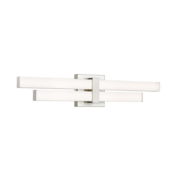 Z-Lite Zane Vanity, 2-Light, 25 In.W x 2.5 In.L x 5 In.H, Brushed Nickel/Frosted 1008-25W-BN-LED - main